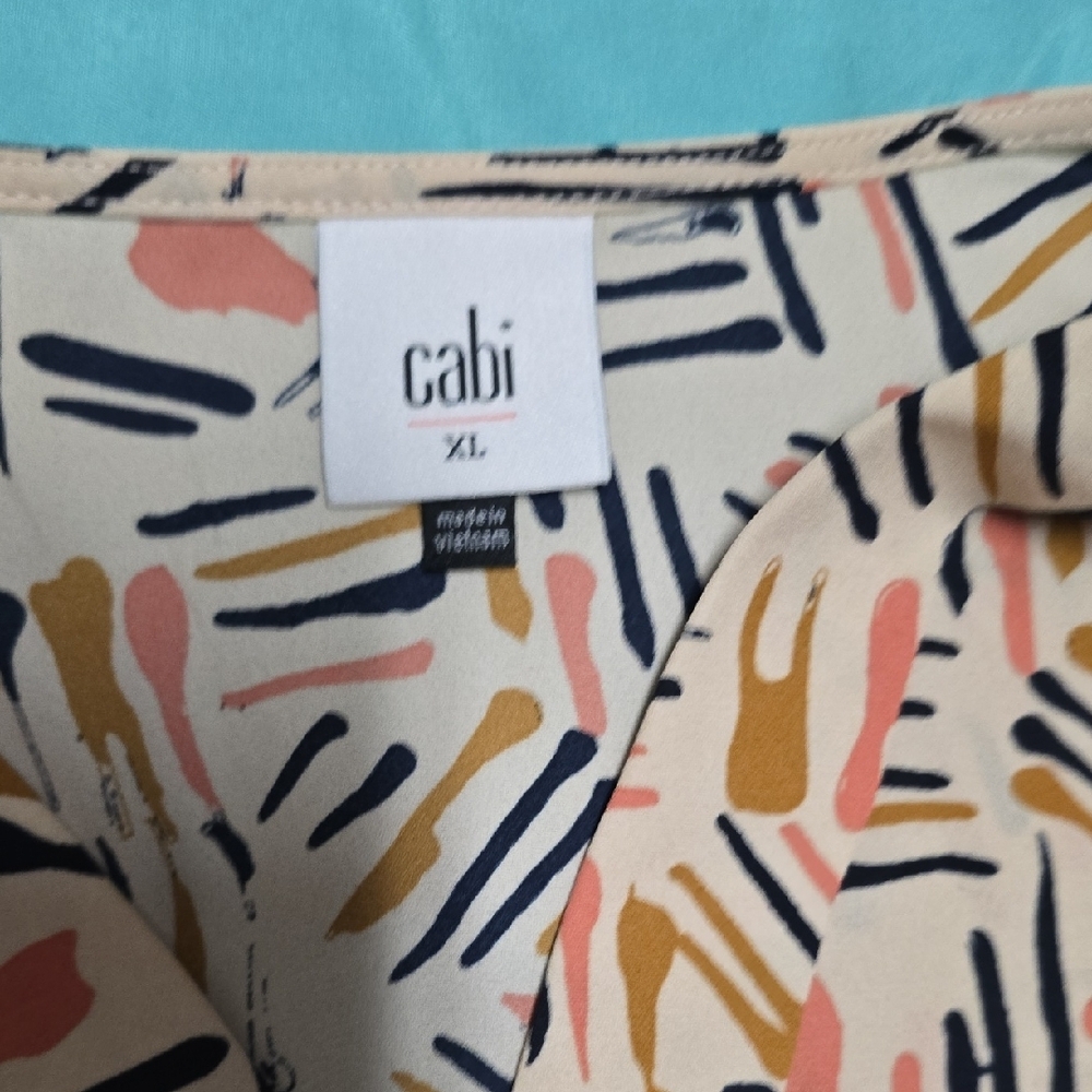 Cabi Beige Abstract Patterned Blouse - image 2